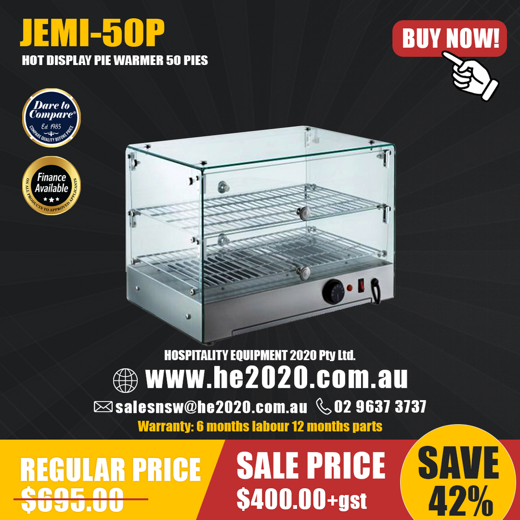 JEMI-50P HOT DISPLAY PIE WARMER 50 PIES 554 x 361 x 376 MM